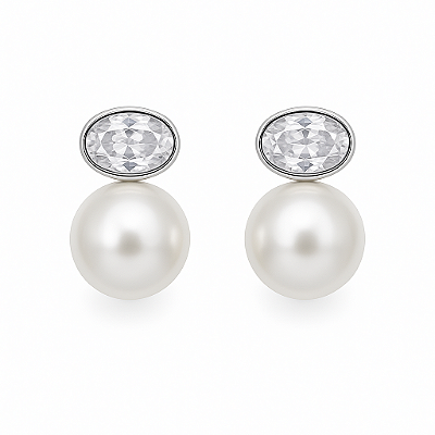 Brinco pérola shell com ponto de luz