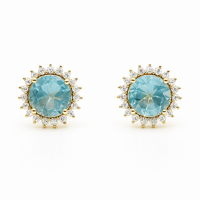 Brinco azul SKY com zirconias nas laterais