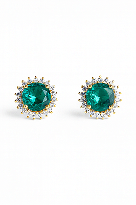 Brinco turmalina com zirconias nas laterais