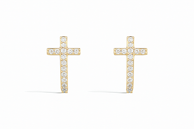 Brinco ear hook cruz cravejado em microzircônia