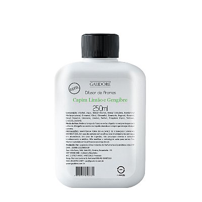 Refil Difusor de Aromas 250ml - Capim Limão e Gengibre