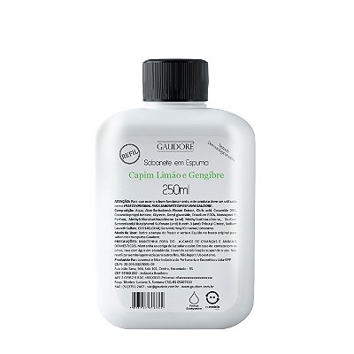 Refil Sabonete em Espuma 250ml - Capim Limão e Gengibre Gaudore