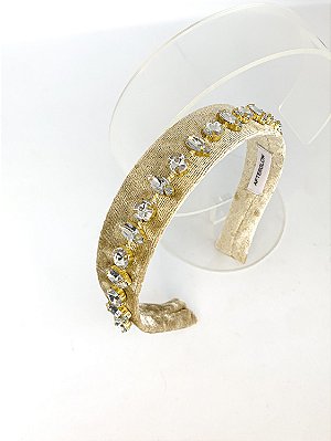 Tiara Bordada Pedraria Dourada - Great Love