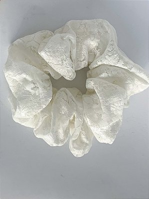 Scrunchie Elástico Renda Branca