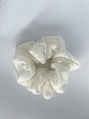 Scrunchie Veraneio - Elástico Renda Branca