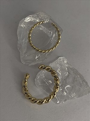 Kit Mix Anel Rope Regulável - Banhado a Ouro