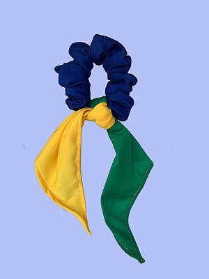 Scrunchie com Lenço - Brasil Verde e Amarelo