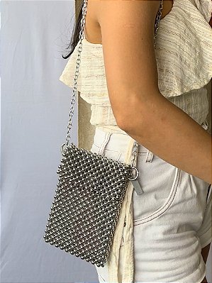 Bolsa Spheres Beaded Bag - Silver