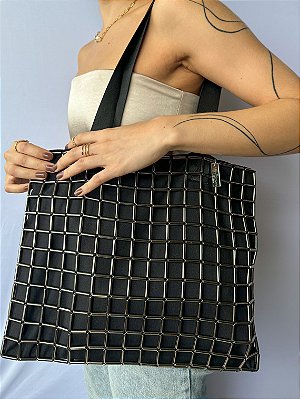 Bolsa Tote Squared - Grafite e Preta