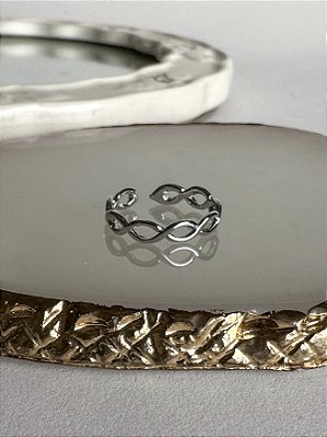 Anel de Falange Regulável Infinity - Banhado a Ródio