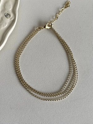 Pulseira 3 Fios Dots - Folheado a Ouro 18K