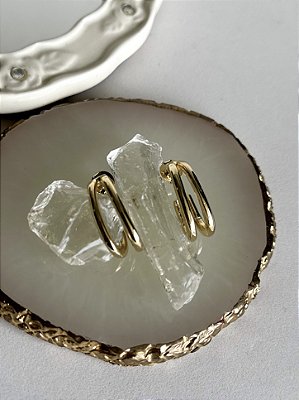 Argola Dupla Ovalada - Banhado a Ouro