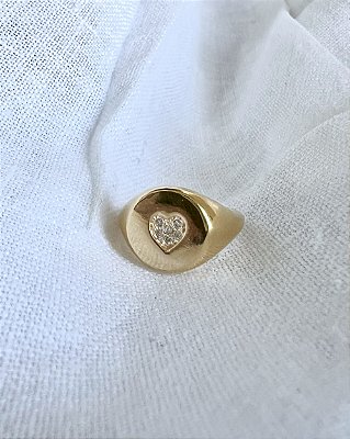 Anel Mindinho Mighty Heart Regulável - Banhado a Ouro