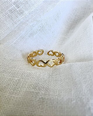 Anel Heart to Heart Regulável - Banhado a Ouro