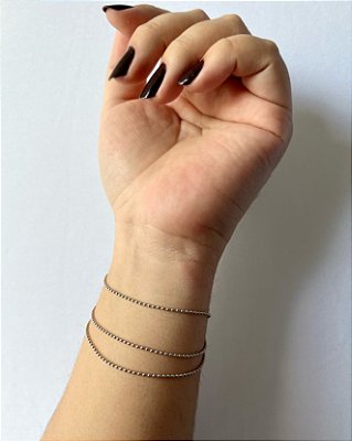 Pulseira 3 Fios Dots - Folheado a Ródio