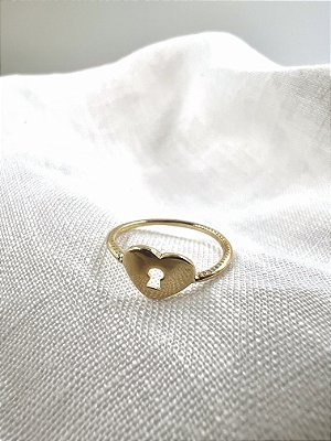 Anel Falange Locked heart - Banhado a Ouro