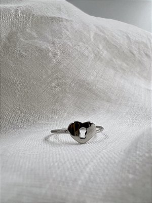 Anel Falange Locked heart - Banhado a Ródio