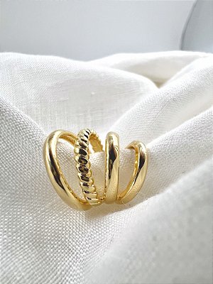 Piercing Fake 4 Anéis - Banhado a Ouro