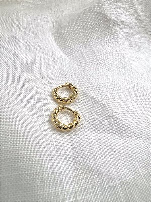 Argolinha pequena Trançada - Banhado a Ouro