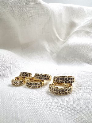 Kit de argolas com zircônias Crown - Banhado a Ouro