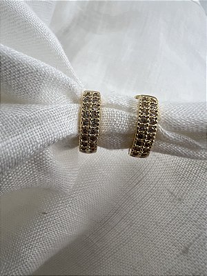 Brinco de argola Pequeno com zircônias Crown  - Banhado a Ouro