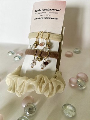 Kit 3 Elásticos de Cabelo com Pingentes - Vanilla Cake