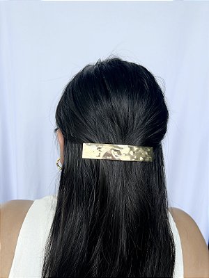 Prendedor Cabelo Orgânico Martelado - Dourado