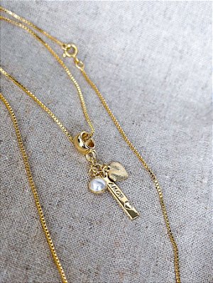 Colar Longo 3 Pingentes - Banhado a Ouro