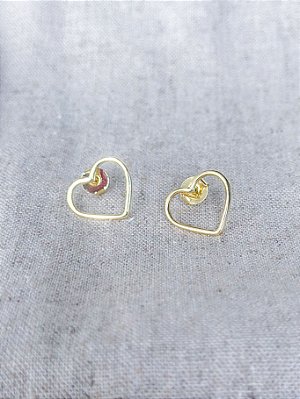 Brinco Delicate Heart - Banhado a Ouro