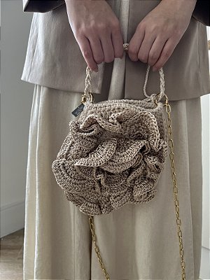 Bolsa Crochê Flor Champagne