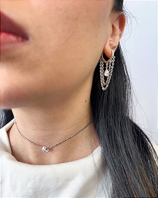 Brinco Opal Banhado a Ródio