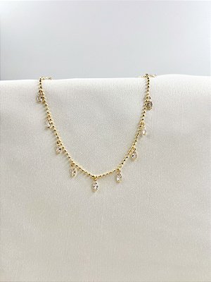 Colar Crystal Drops Banhado a Ouro 18k