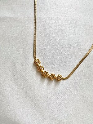 Colar Vintage Fleur Banhado a Ouro 18k