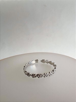 Anel Halo Charm Banhado a Ródio Regulável