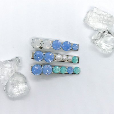 Presilhas cabelo Trio Candy Color e Pérolas