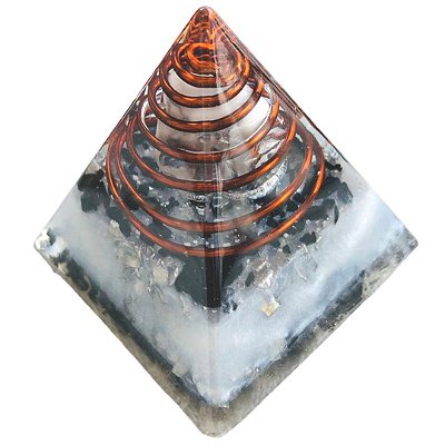 ORGONITE - PIRAMIDE DE HOWLITA COM TURMALINA NEGRA 5,5X5,5X6,0