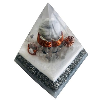 ORGONITE - PIRAMIDE DE OLHO DE GATO - BASE 10CM  X 11CM ALTURA (PEÇA ÚNICA)