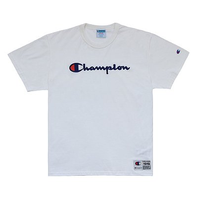 Camiseta Champion Embroidery Logo Script - Off White