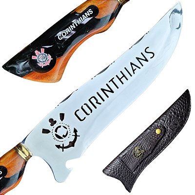 Faca Do Corinthians Picanheira Artesanal 10 polegadas em Aço Inox 420 – Personalizada 4mm
