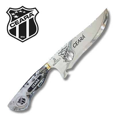 Faca Picanheira Artesanal de Churrasco do Ceará  10" Aço inox 420c 4mm Espessura Cabo Madeira nobre e Resina - Personalizada