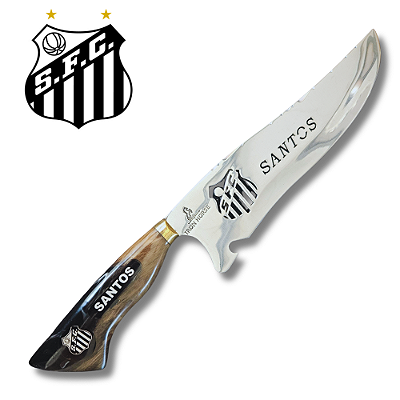 Faca Picanheira Artesanal de Churrasco do Santos  10" Aço inox 420c 4mm Espessura Cabo Madeira nobre e Resina - Personalizada