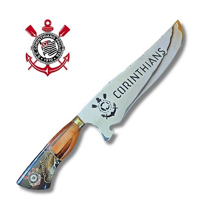 Faca Picanheira Artesanal 10 polegadas Corinthians em Aço Inox 420 – Personalizada 4mm
