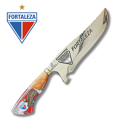 Faca Picanheira Artesanal de Churrasco do Fortaleza  10" Aço inox 420c 4mm Espessura Cabo Madeira nobre e Resina - Personalizada