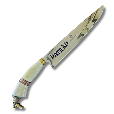 Faca Picanheira 25cm Inox 420 Cabo De Osso - Cavalo crioulo