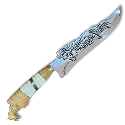 Faca Picanheira 25cm Inox 420 Cabo De Osso - Cavalo crioulo