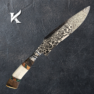 Faca Artesanal Em Aço Damasco - Colecionador