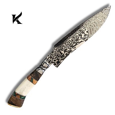 Faca Artesanal Em Aço Damasco - Colecionador
