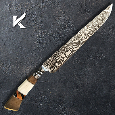Faca Artesanal Em Aço Damasco - Colecionador