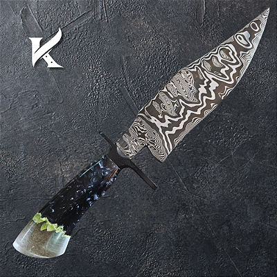 Faca Artesanal Em Aço Damasco - Colecionador