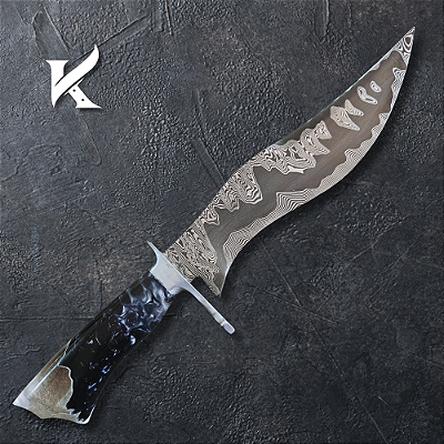 Faca Artesanal Em Aço Damasco - Colecionador